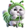 White Cat Green Tea Worm Emoji Telegram Sticker #10 - White Cat Green Tea Worm Emoji #10