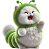 White Cat Green Tea Worm Emoji Telegram Sticker #11 - White Cat Green Tea Worm Emoji #11