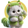 White Cat Green Tea Worm Emoji Telegram Sticker #13 - White Cat Green Tea Worm Emoji #13