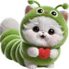 White Cat Green Tea Worm Emoji Telegram Sticker #17 - White Cat Green Tea Worm Emoji #17