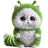 White Cat Green Tea Worm Emoji Telegram Sticker #18 - White Cat Green Tea Worm Emoji #18