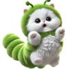 White Cat Green Tea Worm Emoji Telegram Sticker #20 - White Cat Green Tea Worm Emoji #20