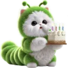 White Cat Green Tea Worm Emoji Telegram Sticker #22 - White Cat Green Tea Worm Emoji #22