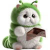 White Cat Green Tea Worm Emoji Telegram Sticker #23 - White Cat Green Tea Worm Emoji #23