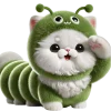 White Cat Green Tea Worm Emoji Telegram Sticker #24 - White Cat Green Tea Worm Emoji #24