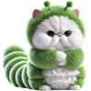 White Cat Green Tea Worm Emoji Telegram Sticker #25 - White Cat Green Tea Worm Emoji #25