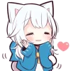 White Kitten Girl Emoji Telegram Sticker #14 - White Kitten Girl Emoji #14