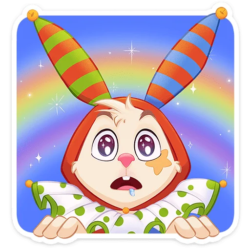 Baster the Jester Bunny Reactions Telegram Sticker #24 - Baster #24