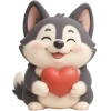 Husky Puppy Emoji Telegram Sticker #1 - Husky Puppy Emoji #1