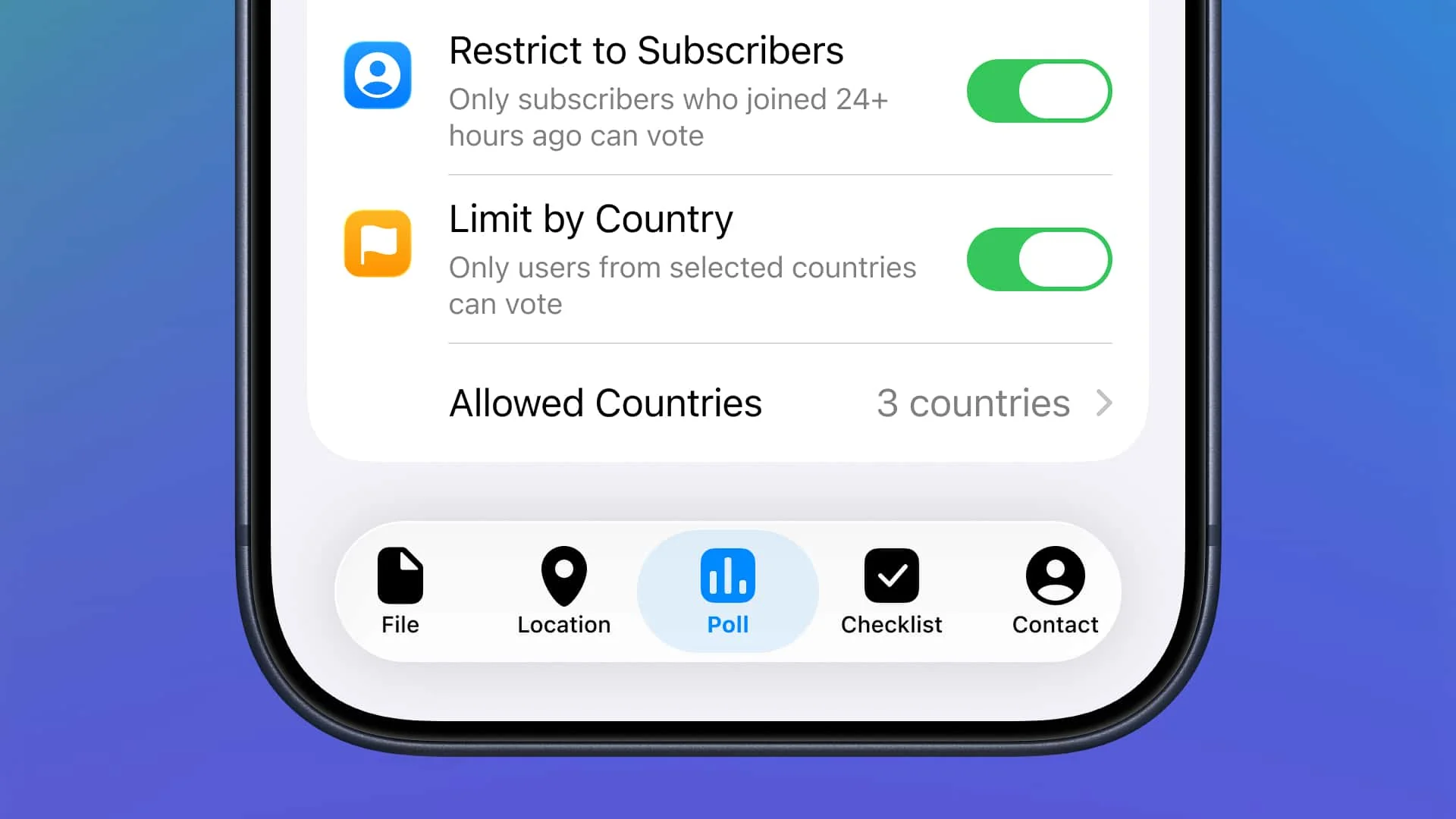 Custom Limits for Polls
