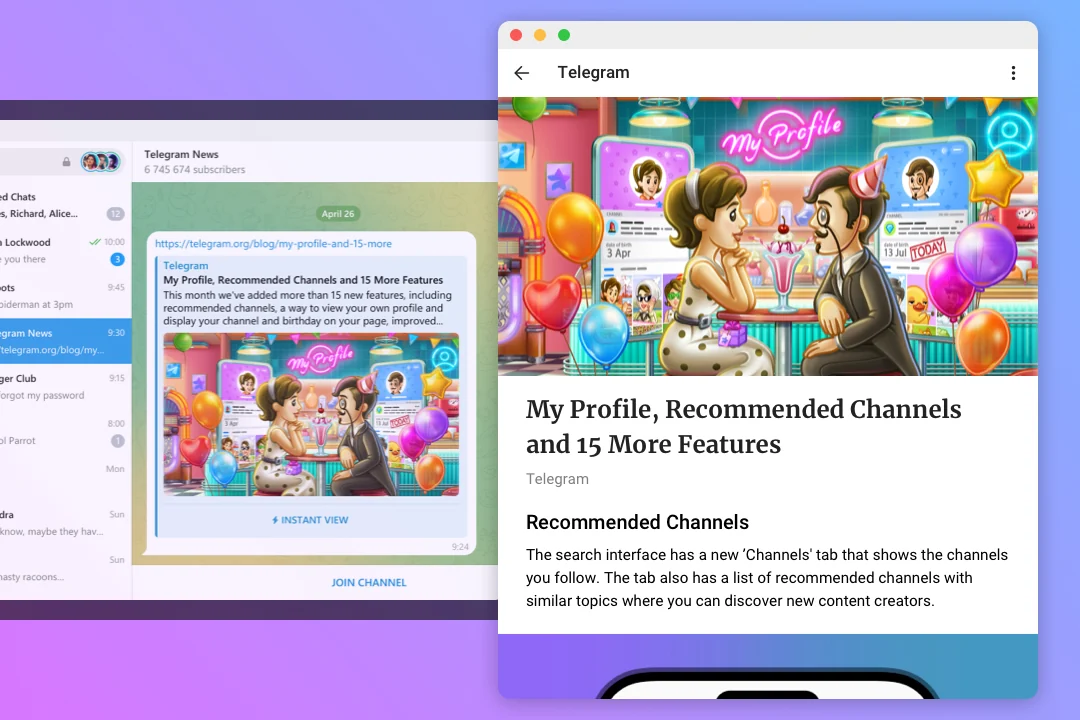 Instant View on Telegram Desktop