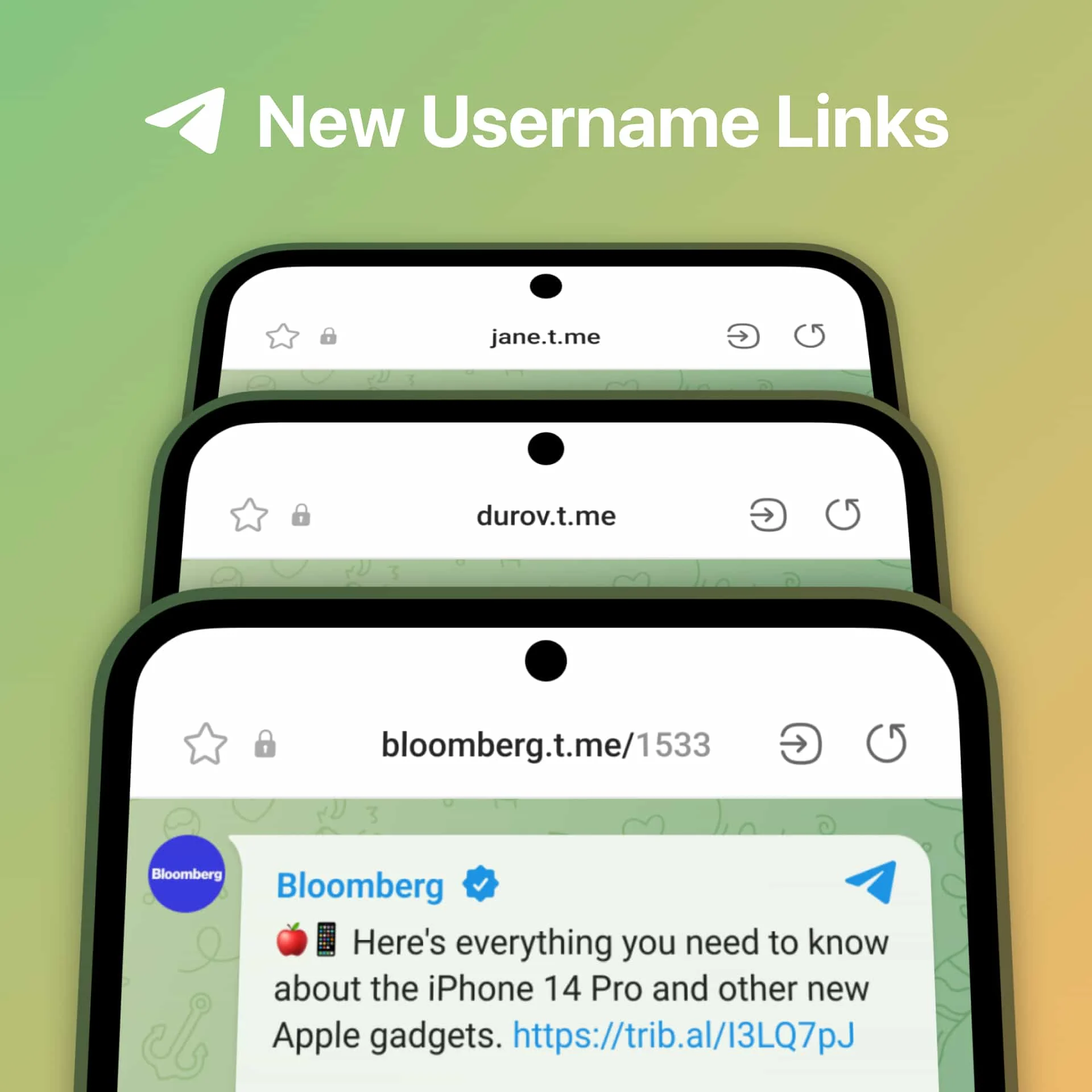 New t.me links