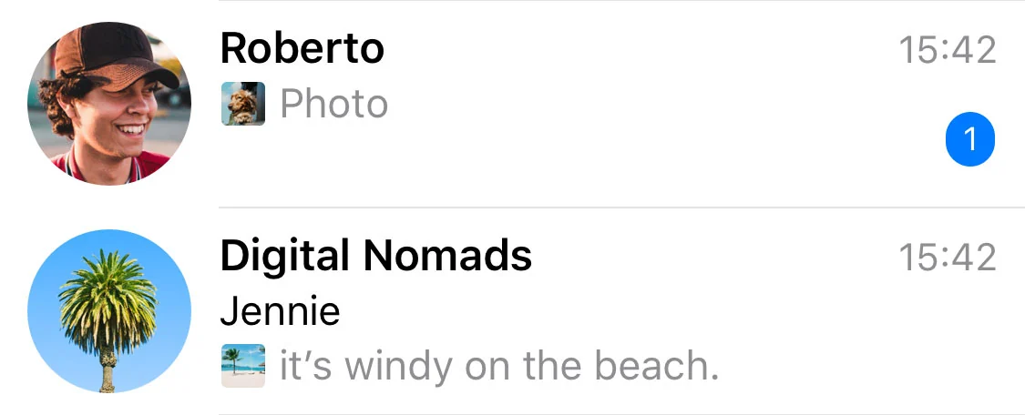 Mini-thumbnails in the chat list