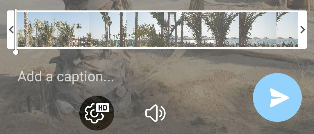 New button for selecting video quality when sending a video.