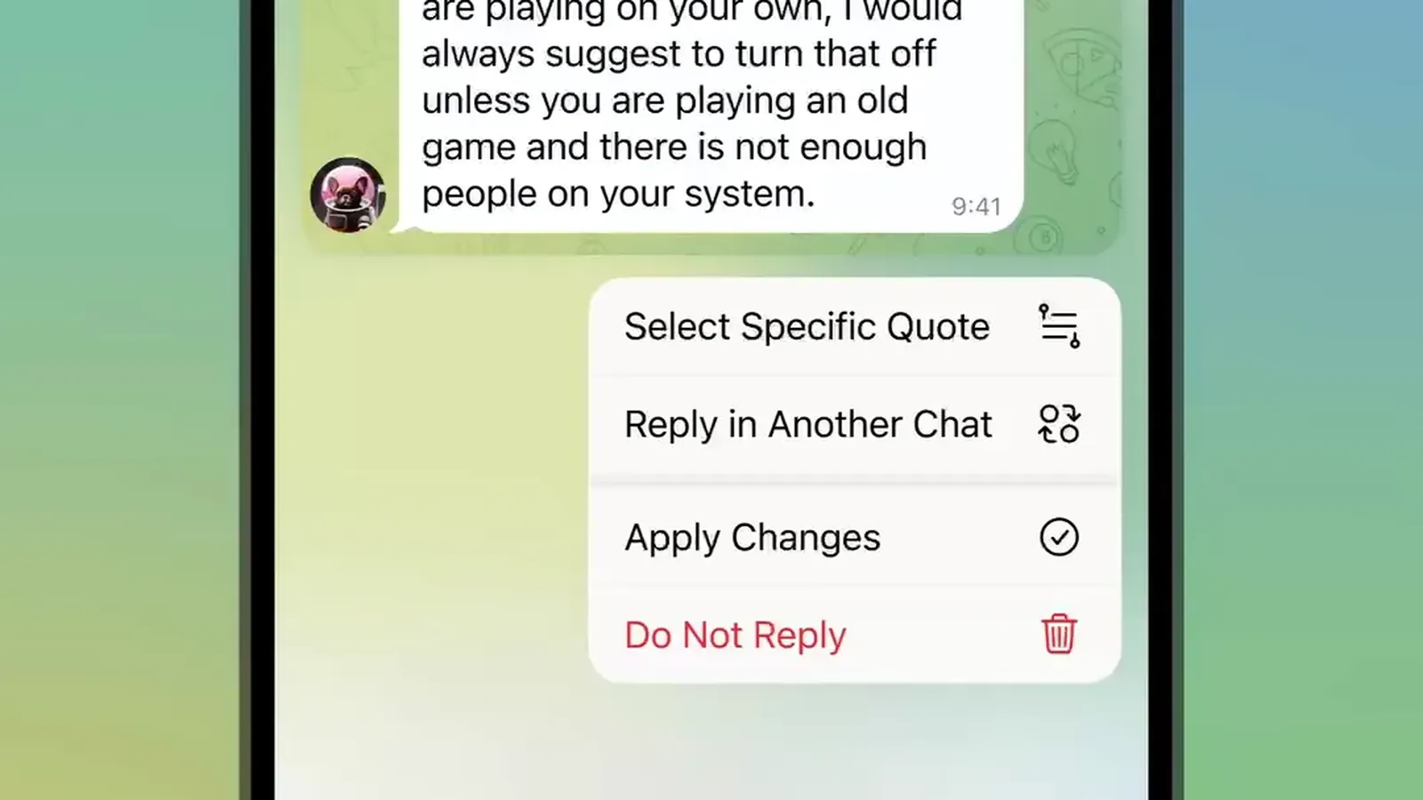 Adjusting Replies and Forwards Before Sending on Telegram