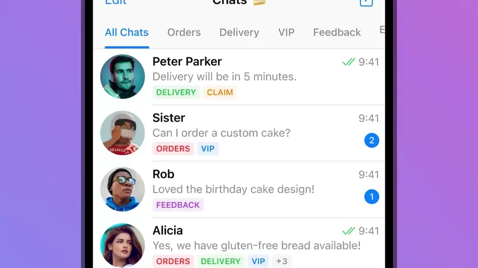 How to Label Customer Chats With Telegram Folder Tags